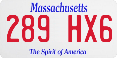 MA license plate 289HX6