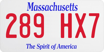 MA license plate 289HX7