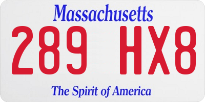 MA license plate 289HX8