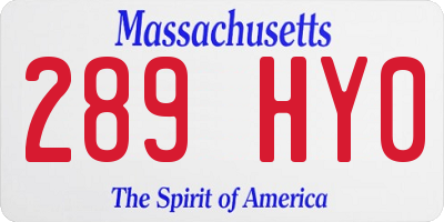 MA license plate 289HY0