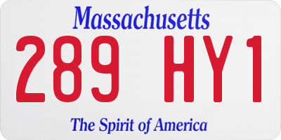 MA license plate 289HY1