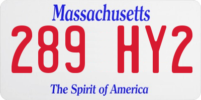 MA license plate 289HY2
