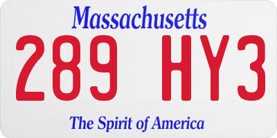 MA license plate 289HY3