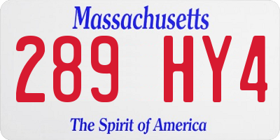 MA license plate 289HY4