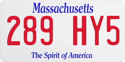MA license plate 289HY5