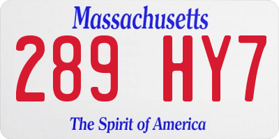 MA license plate 289HY7