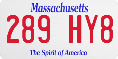 MA license plate 289HY8
