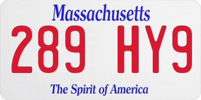 MA license plate 289HY9