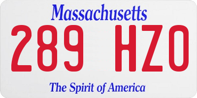 MA license plate 289HZ0