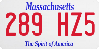 MA license plate 289HZ5