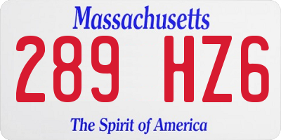 MA license plate 289HZ6
