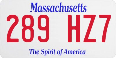 MA license plate 289HZ7