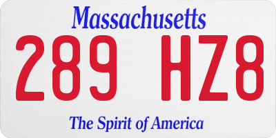 MA license plate 289HZ8