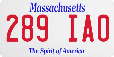 MA license plate 289IA0