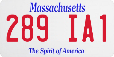 MA license plate 289IA1