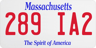 MA license plate 289IA2