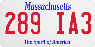 MA license plate 289IA3
