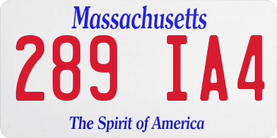 MA license plate 289IA4