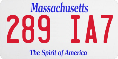 MA license plate 289IA7