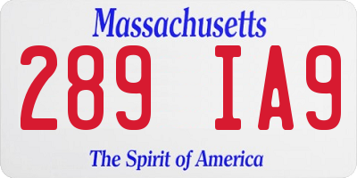 MA license plate 289IA9