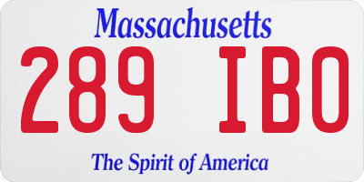 MA license plate 289IB0