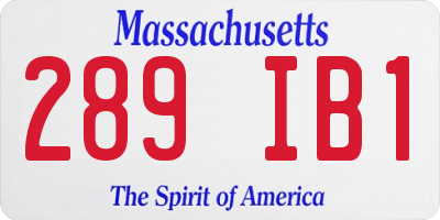 MA license plate 289IB1