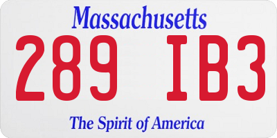 MA license plate 289IB3