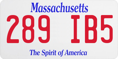 MA license plate 289IB5