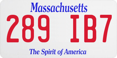 MA license plate 289IB7