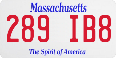 MA license plate 289IB8