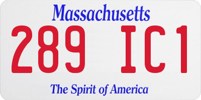 MA license plate 289IC1