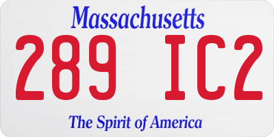 MA license plate 289IC2