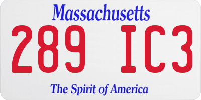 MA license plate 289IC3