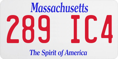 MA license plate 289IC4