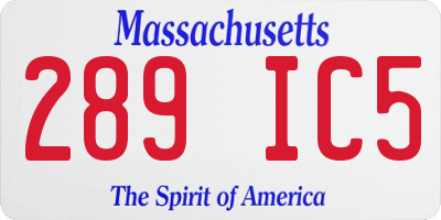 MA license plate 289IC5