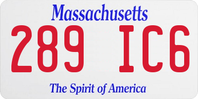 MA license plate 289IC6