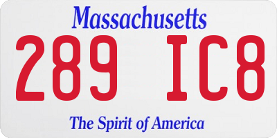 MA license plate 289IC8