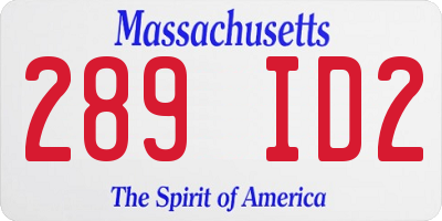 MA license plate 289ID2