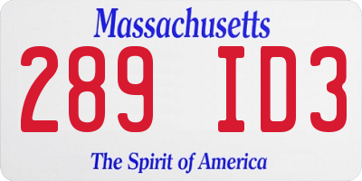MA license plate 289ID3