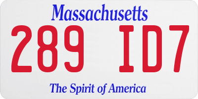 MA license plate 289ID7