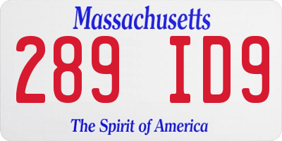 MA license plate 289ID9