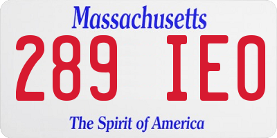 MA license plate 289IE0