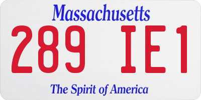 MA license plate 289IE1