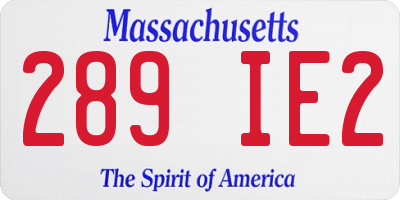 MA license plate 289IE2