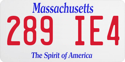 MA license plate 289IE4