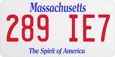 MA license plate 289IE7