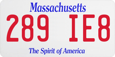 MA license plate 289IE8