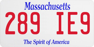 MA license plate 289IE9