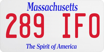 MA license plate 289IF0