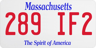 MA license plate 289IF2